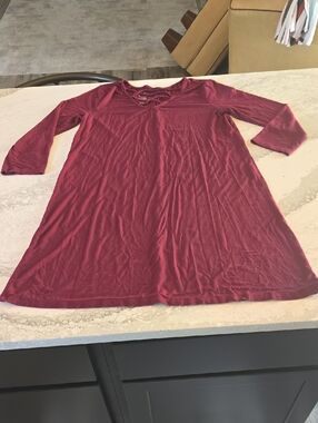 Crisscross Front Long Sleeve Tunic - Berry Dress